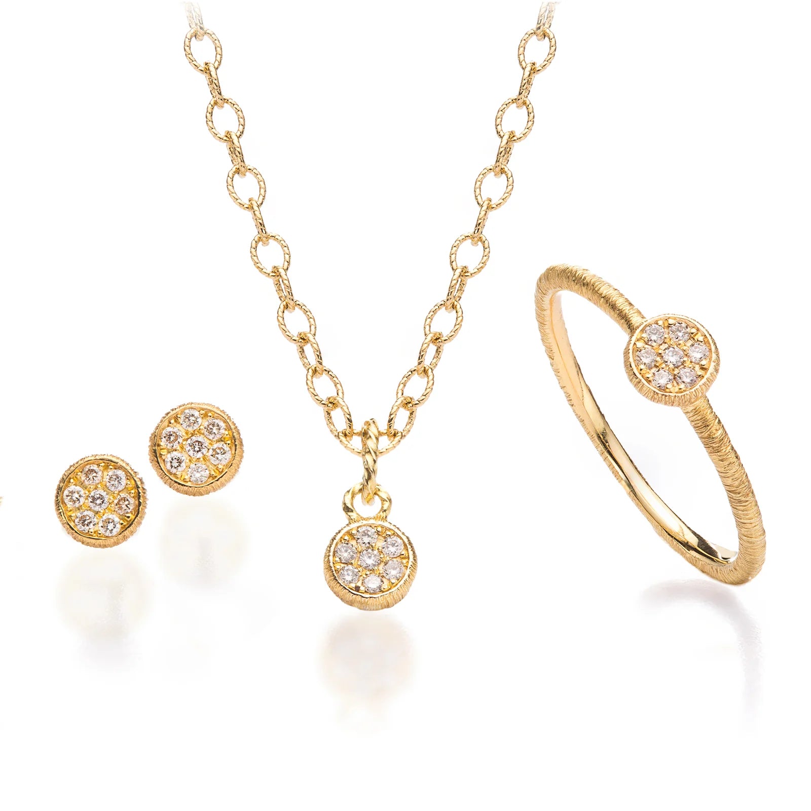 Pendant "O-Sole-Mio" in yellow gold with brilliant-cut diamonds