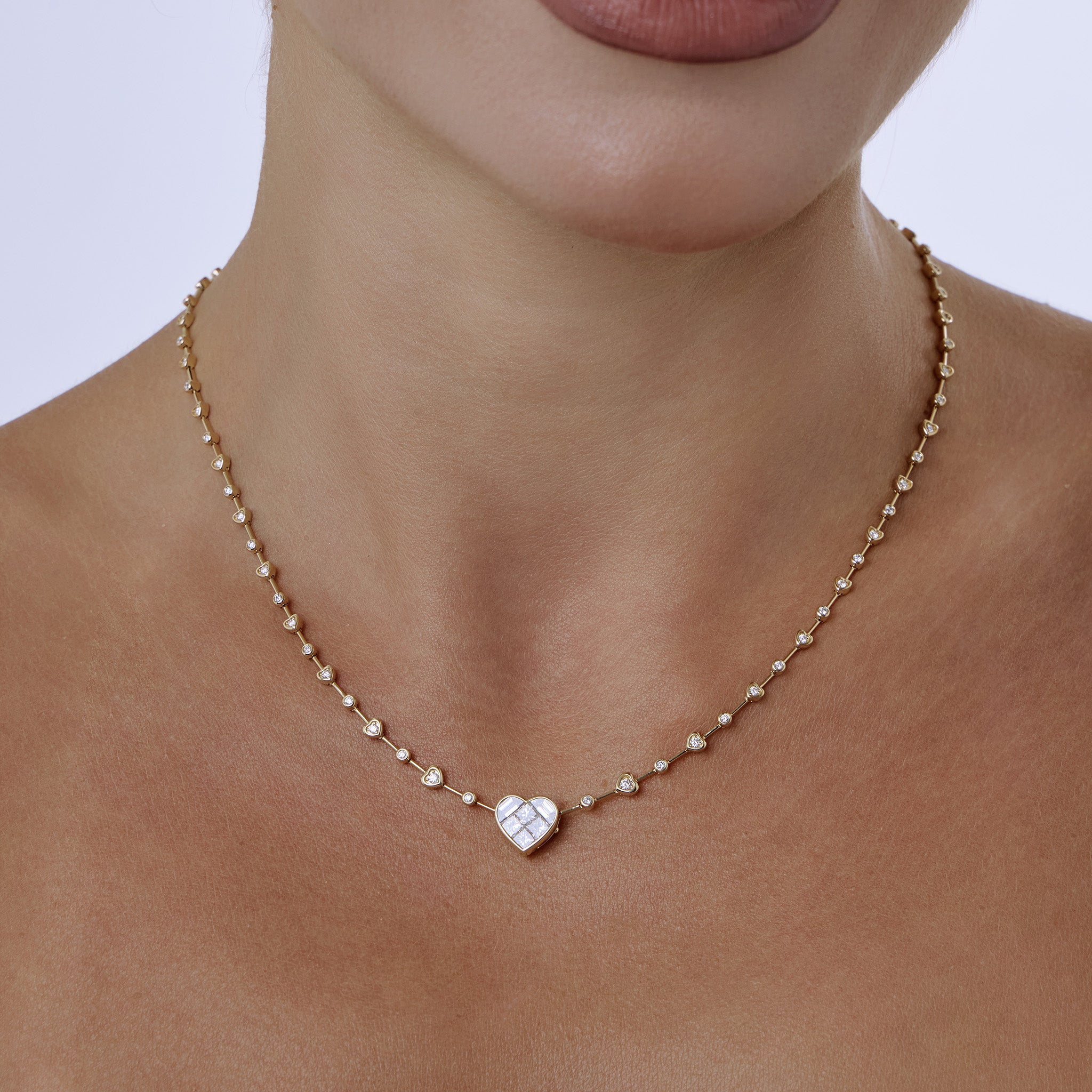 Heart Diamond Drop Necklace