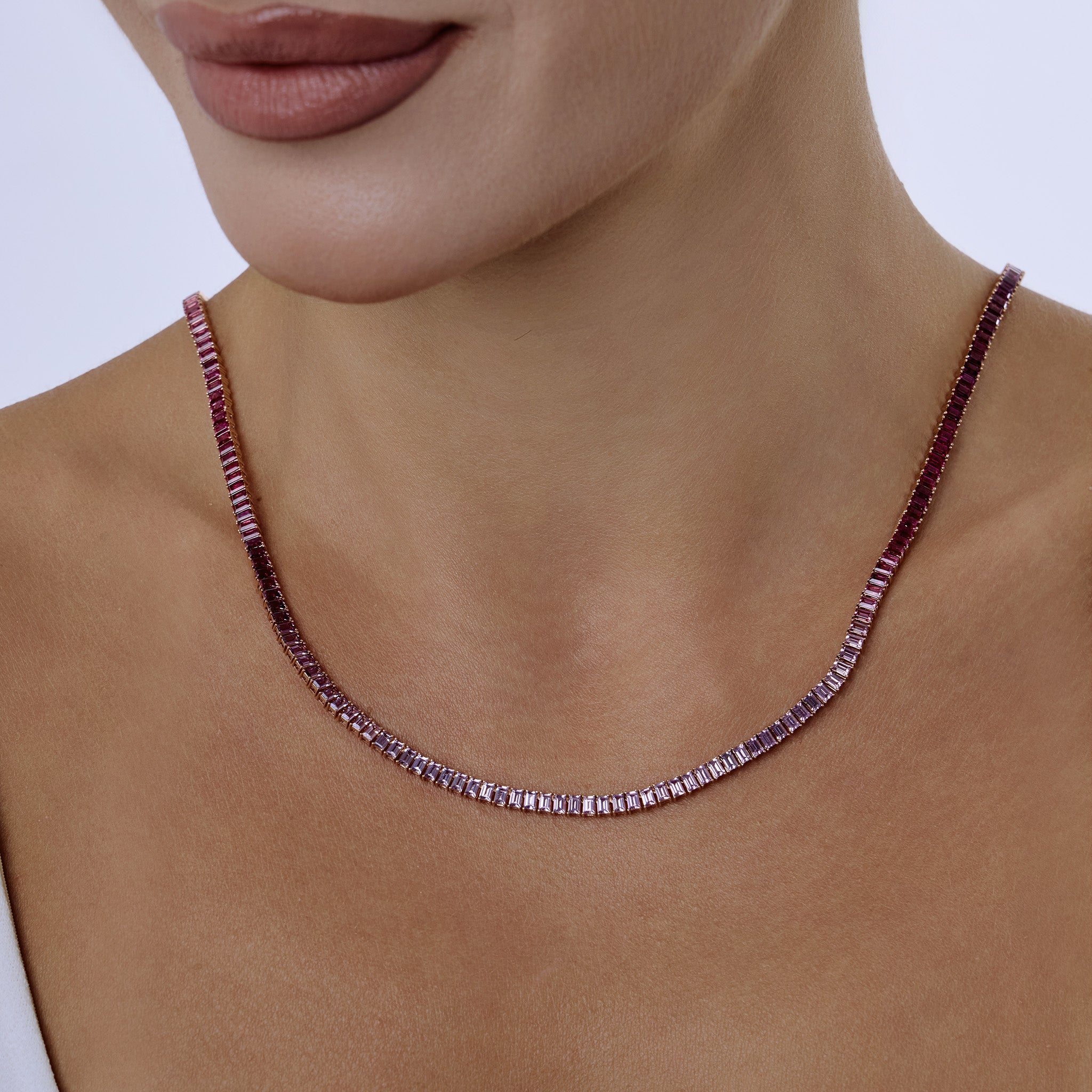 Ombre sapphire tennis necklace