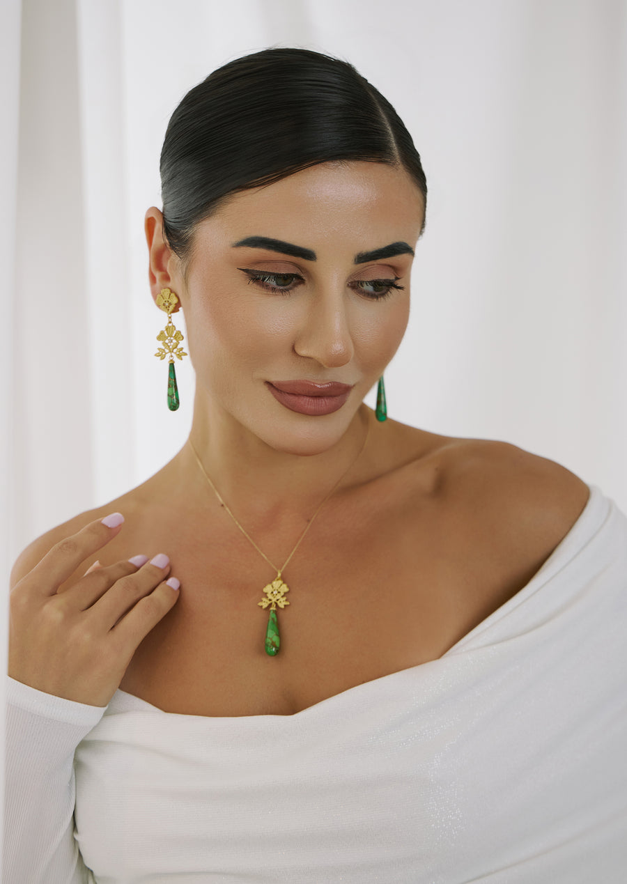 Model wearing Azure jewelry
