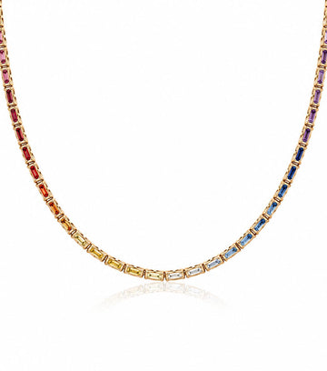 multi colored sapphire chain necklace 1