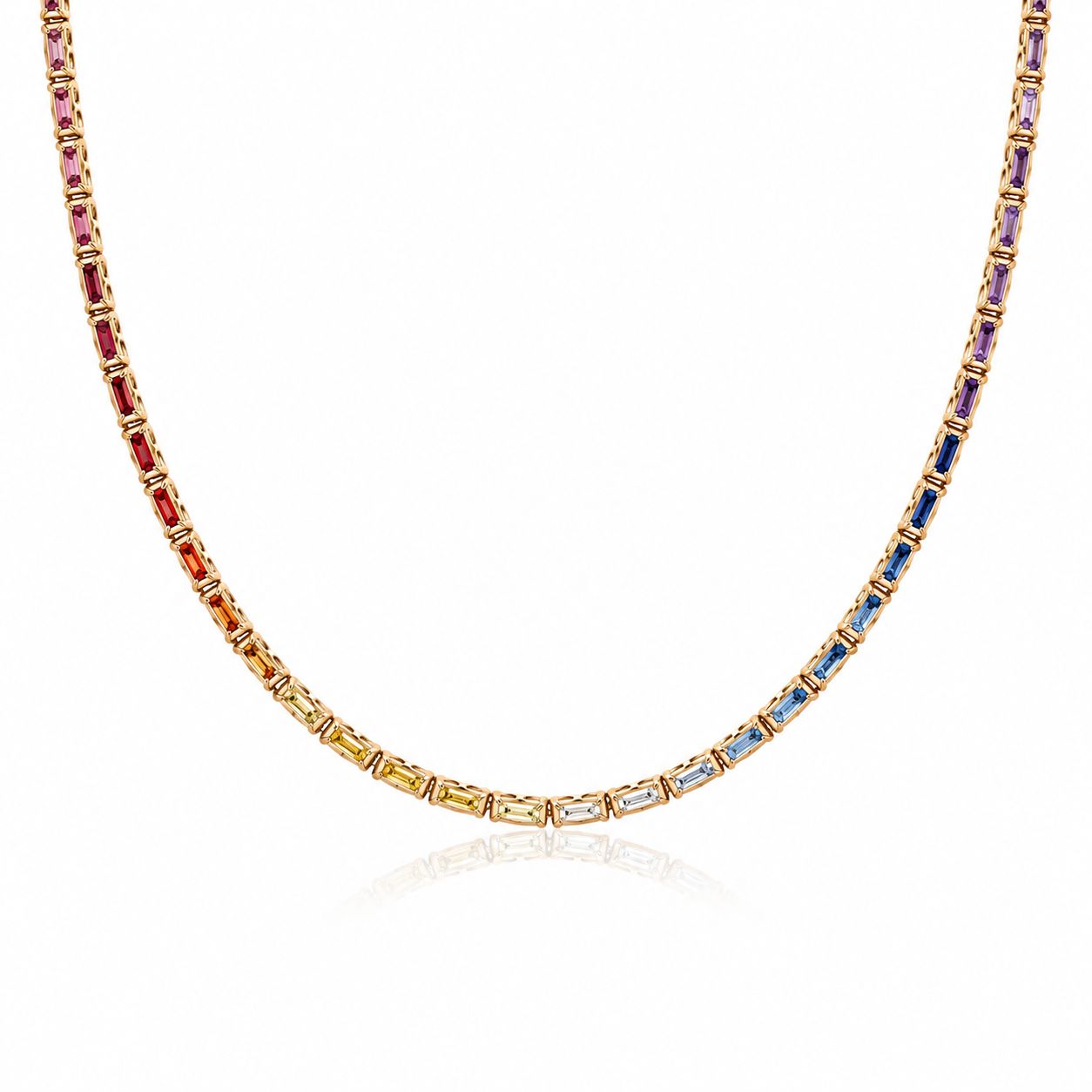 multi colored sapphire chain necklace