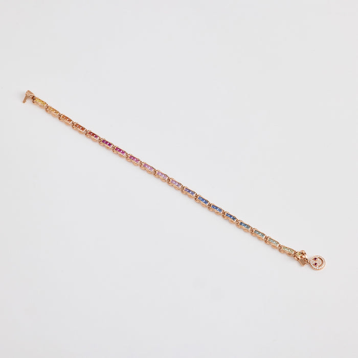 multi colored sapphire chain bracelet