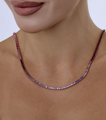 Ombre sapphire tennis necklace 2