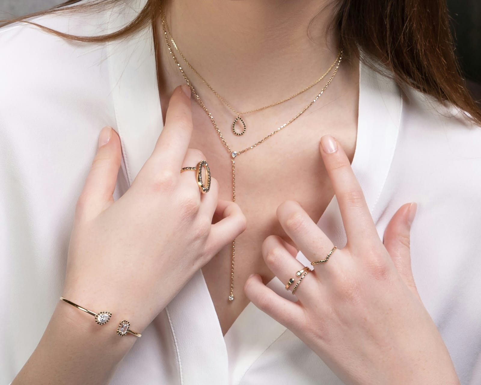 Necklace and earring styled look